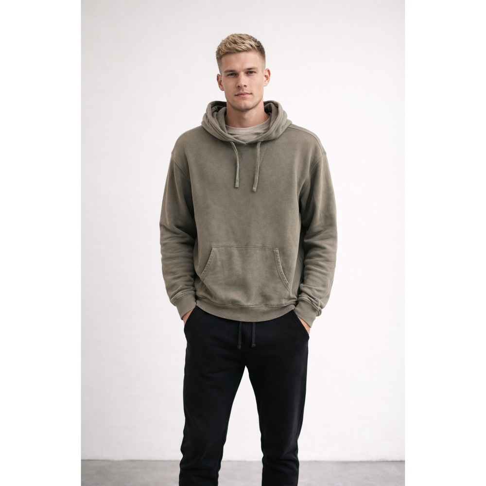 MONROW Mens Sage‎ Green Cotton Pullover Hoodie Sweatshirt Large L USA